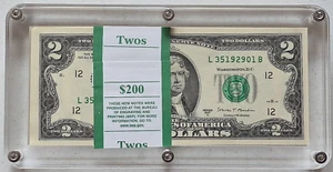 2017 A $2 KANSAS CITY 100 TWO DOLLAR BILL NOTES CONSECUTIVE BEP CASE INCL - Picture 1 of 3