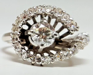 Anillo de diamantes de los años 50 usado blanco-oro - R9537 - Imagen 1 de 4