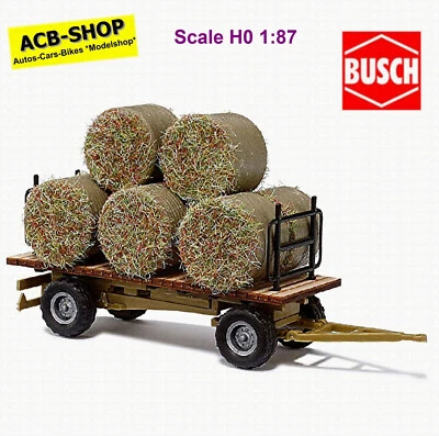 Heutransport-Anhänger + Pneumatici E Aufgeladenen Heurollen 1:87 Busch 44930 - Immagine 1 di 2