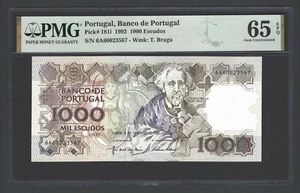 Portugal 1000 Escudos 6-2-1992 P181i Uncirculated Grade 65 - Picture 1 of 2