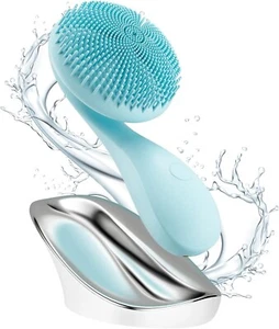 Facial Cleansing Brush, Rechargeable Electric Face Scrubber, Waterproof Silicone - Picture 1 of 9