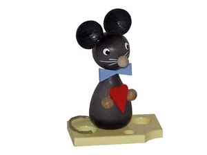 Ganzjahresdekoration Maus auf Käse mit Herz Höhe 7cm NEU Figur Frühling Seiffen - Picture 1 of 1