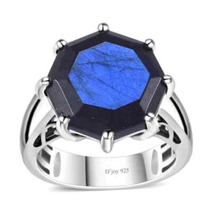 10.15ctw Malagasy Labradorite Ring Platinum Plated Sterling Silver Size 6 - Picture 1 of 6