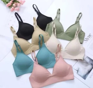 Latex Jelly Underwear Seamless Bras for Woman Wireless Sleep Removable Padded - Picture 1 of 12