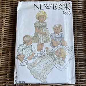 Vtg New Look 6336 Sewing Pattern Infant 3-18 Months Dresses Uncut - Picture 1 of 3