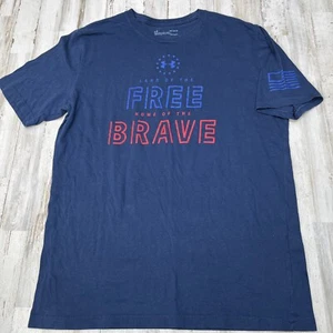 Under Armour Sz M Loose Fit Heatgear Land Of The Free Home Of The Brave T-Shirt - Picture 1 of 6