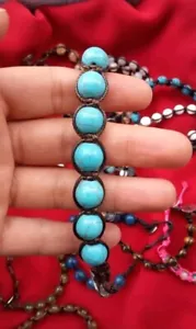 Bracciale Modello Tamashii In Turchese, Regolabile, Filo Cerato Ultra Resistente - Foto 1 di 2