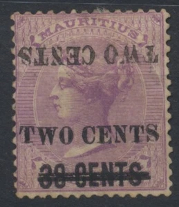 Mauritius Stamps 1891 2c on 38c purple  surch. double, one inv. SG121c CV £275 - Picture 1 of 2