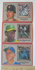 3 1983 Donruss Baseball Action All Stars #23 RYAN, #22 HENDERSON, #28 G. PERRY - Picture 1 of 2