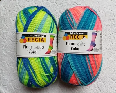 Sockenwolle 4fach, Schachenmayr REGIA FluormaniaColor, je ca 100g  - Bild 1 von 3