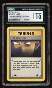 2000 Pokemon The Boss's Way 1st Edition #73/82 Team Rocket Trainer CGC 10 - Picture 1 of 2