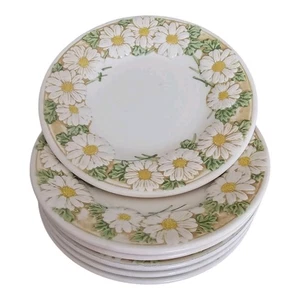 6 Vtg Metlox Poppy Trail Lunch Salad Plates Sculptured Daisy Flowers Yellow 7.5" - Picture 1 of 5