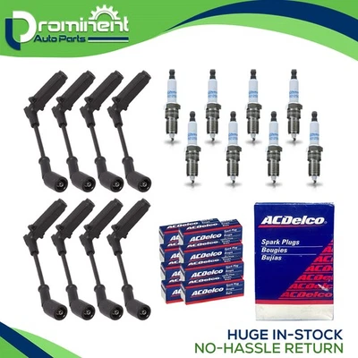 8mm 45° Wireset & 8 AcDelco Spark Plug 41-110 for Silverado 1500 Yukon 9748RR - Image 1 of 4