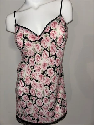 Oscar de la Renta Розовая Этикетка Цветочный Атлас Слип Сорочка Размер M - Изображение 1 из 4