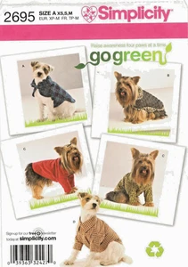 Simplicity 2695 Hundekleidung Schnittmuster ungeschnitten Größe XS S M - Bild 1 von 2