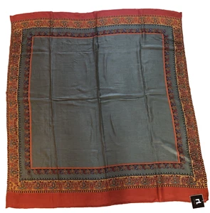 NL Nishatlinen Oliva y Naranja Quemado Paisley Lana Chal Bufanda 47"x49" - Imagen 1 de 6