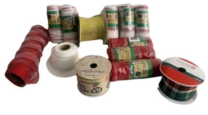 Lot Of Holiday Deco Mesh & Wired Ribbon New Sealed and Open Christmas 2.5"-10" - Picture 1 of 12