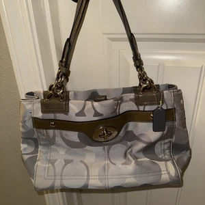 Coach Handtasche #F17140 Penelope Optic Signature Handtasche grau mit silbernen Beschlägen - Bild 1 von 15