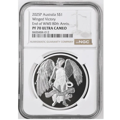 2025 Australia End of WWII Winged Victory 1 oz Silver Coin NGC PF 70 UCAM - Image 1 of 4