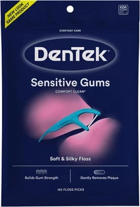 Dentek Comfort Clean Sensitive Gums Floss Picks, Soft & Silky Ribbon Floss, Gent - Picture 1 of 12