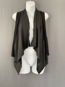 Eileen Fisher Lammleder Seide Weste The Fisher Project schwarz vorne drapiert Medium - Bild 1 von 15