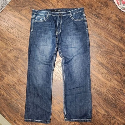 Rocawear Jeans Mens 39 x 30 Blue Straight Leg Denim Contrast Stitch Y2K Baggy 39 - Image 1 of 4