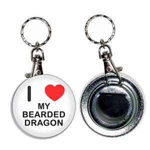 Heart My Bearded Dragon I Love Heart Bottle Opener Round Key Ring (55mm) - Picture 1 of 2