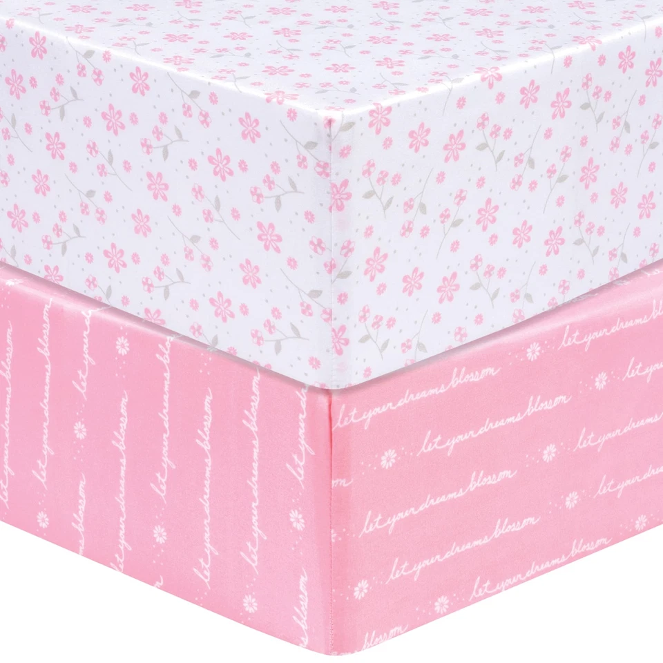 Floral 2-Pack Microfiber Fitted Crib Sheet Set Fits Standard Crib Mattress 28... - Image 1 of 4