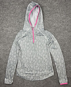 Nike Pro Dri Fit Sweatshirt Hoodie Top Gray Running 3M Gym Leopard Junior Size L