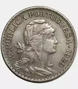 Münze Portugiesisch Portugal 1929 1 Escudo, Zweite Republik - vz - Bild 1 von 3
