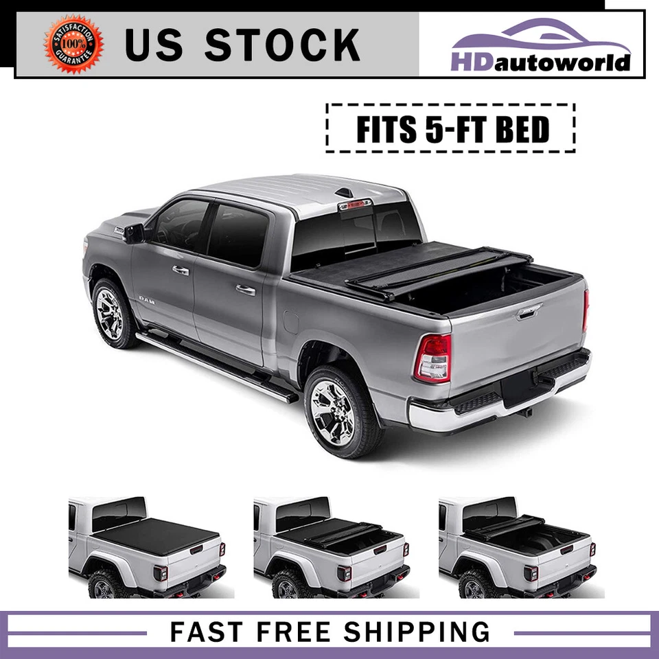5ft Truck Bed Tonneau Cover For Ford Ranger 2019-2022 Soft Tri-Fold 5' Bed - Image 1 of 1