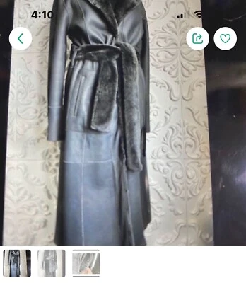 NUEVO DROMe Abrigo Gris Reversible Piel de Oveja Piel de Oveja Pecho Cinturón M S Italia Foto 1 de 4