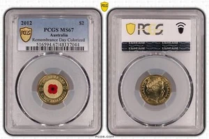 Australia 2012 Red Poppy $2 Regular Strike Coin PCGS MS67 #7044 - Picture 1 of 1