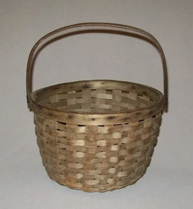 Old Antique Vtg Ca 1890s Beautiful Swing Handle Splint Basket Nice Condition - Picture 1 of 9