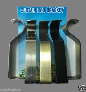 Heavy Duty Gold Black,Silver Metal Curtain Pole Wall Brackets-Fixings Rod Holder - Picture 1 of 6