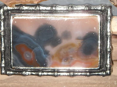 vintage artist rockhound show piece large stone belt buckle picture agate wow - Image 1 of 4