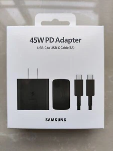 Original 45w Super Fast Charging Charger & USB-C 5A Cable For Samsung S23 S24 - Picture 1 of 2