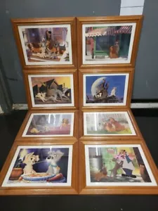 MENGE 8 Disney Lady & and the Tramp Gedenklithographie gerahmte Bilder - Bild 1 von 17