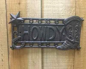 Cast Iron “Howdy” Homestead Welcome Plaque - Picture 1 of 1