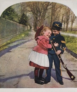 Antique 1902 Stereoview Card Child Civil War None but the Brave Deserve the Fair - Picture 1 of 4