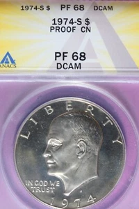 1974 S- ANACS PF68 DCAM IKE EINSEHOWER DOLLAR #B47265 - Picture 1 of 2