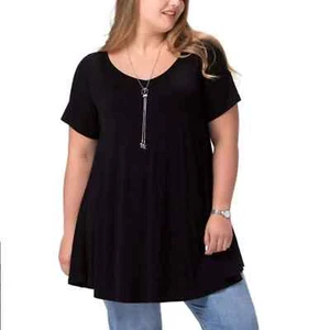 Lapasa Tunika Top Damen S schwarz V-Ausschnitt A-Linie Stretch seidig Viskose Mischung Neu mit Etikett - Bild 1 von 5