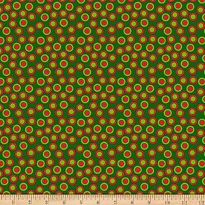 Christmas Fabric - Reindeer Antics Red Green Dot - Quilting Treasures YARD - Picture 1 of 1