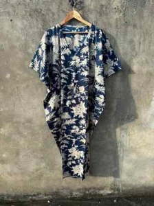 Maxi Vestido Caftán Playa Larga 100% Algodón Indio Vintage Talla Única Caftán Kimono - Imagen 1 de 3