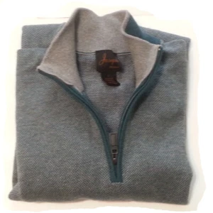 Joseph Men Size L Cashmere Cotton Blend Sweater 1/2 zip Green - Picture 1 of 8