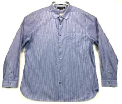 Camisa American Eagle Para Hombres 2XL Calce Ajustado Manga Larga Abotonada Azul Rayas Bolsillo Foto 1 de 4