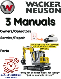 WACKER NEUSON 75Z3 EXCAVADORA DE ORUGAS OPERADOR PIEZAS DE SERVICIO MANUAL PDF USB - Imagen 1 de 4