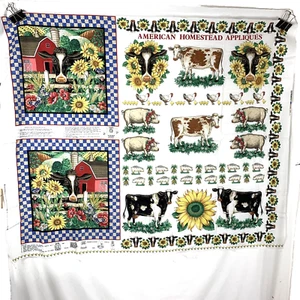 Joan Kessler Concord Fabrics Cow Farm Appliques Chickens Pigs Sunflowers - Picture 1 of 7