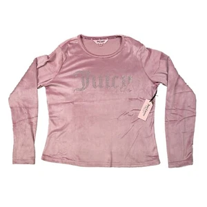 Juicy Couture Sleepwear T-Shirt Womens XL Purple Pink Velour Rhinestones Logo - Picture 1 of 13