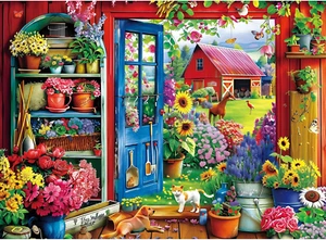 300 Pieces Puzzle for Adults | Flowers House Puzzle | Recycled Cardboard Large P - Picture 1 of 12